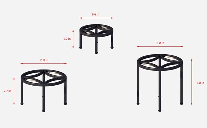 Zhongma Set of 3 Fully Assembled Metal Plant Stand for Heavy Potted Plant for Home Indoor and Outdoor, 220 LBS Capacity & Heavy Duty Construction, Sturdy Plant Riser without Installation Required
