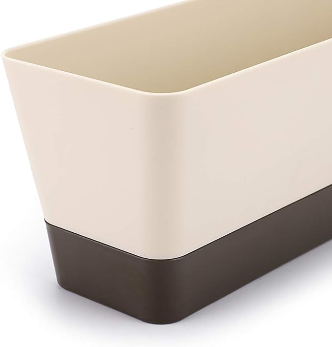 Skelang 3 Pcs Rectangular Plant Pot, 12" Watering Container with Drainage Hole, Window Planter Box with Saucer for Succulents, Flowers, Indoor Plants, African Violets