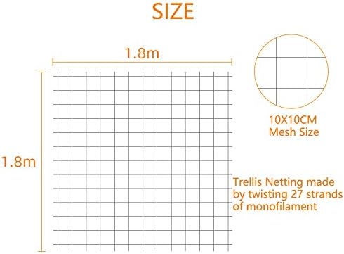 Pack of 2 Cucumber Tomato Trellis Netting, Heavy Duty Garden Netting for Climbing Plants Support, Pea, Grape, Bean, Fruit, Vegetables - 4" Mesh Size, 6Ft x 6Ft