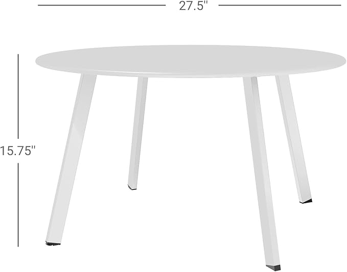Grand patio 28-inch Outdoor Steel Coffee Table, Round Patio Side Table, Great for Backyard Patio Deck, White