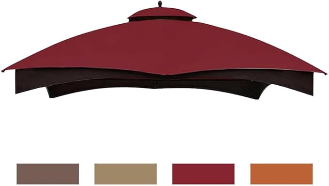 Eurmax USA High Performance Replacement Canopy Top for Lowe's Allen Roth Heavy Duty Gazebo Roof Gazebo Top with Air Vent 10X12 Cover #GF-12S004B-1, Replacement Top Only (Burgundy)