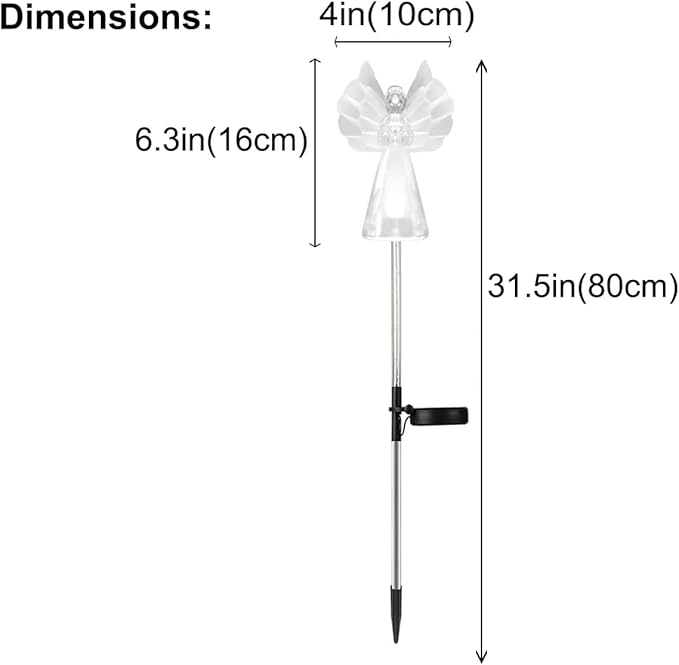 Solar Angel Lights Outdoor Decor - 2 Pack Decorative Color Changing Waterproof LED Angel Stake Lights for Cemetery Grave Garden Patio Yard Art Lawn Decoration, Grave Markers, Memorial Gifts