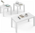 Furinno Classic Living Room Table Set of 3, Modern Rectangle Coffee Table with 2 Side Tables, End Tables, 1.65 Inch Thick Tabletop for Living Room, Home Office, White