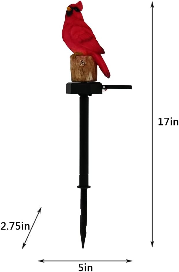 Cardinal Garden Decor Red Bird Figurine Memorial Solar Light Outdoor Stake Patio Yard Art Lawn Ornament Porch Christmas Decorations Outside Statue Gift for Mom Grandma Women Mother