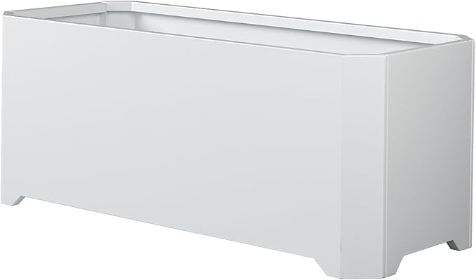 Steel Planter Box-32"x15"x15"-Rectangular Planters for Outdoor Plants, White Matel Planter Box Raised Support Feet for Patio, Deck, Garden, Yard, Drain Holes, Easy Assembly