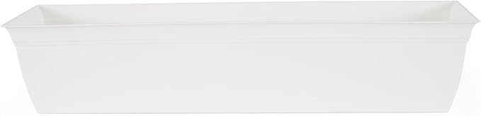 The HC Companies Indoor Outdoor 30 Inch Eclipse Series Window Flower Garden Ornamental Planter Box with Removable Attached Saucer, White (2 Pack)
