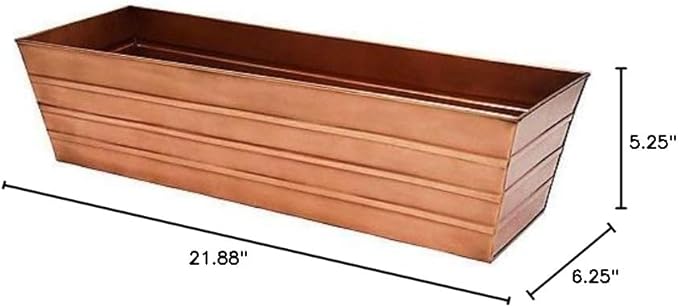 Achla Designs Copper PlatedWindow Flower Box Planter-Small (22" L x 6" W x 5" H)
