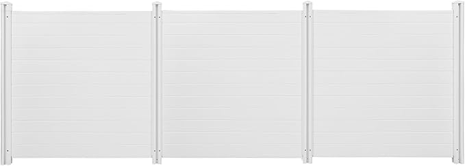 VEVOR Outdoor Privacy Screen, 50in H x 50in W Air Conditioner Fence, 3-Panel Pool Equipment Enclosure, Horizontal PVC Privacy Fence with 27.5 in Ground Stakes, No Dig Trash Can Fence for A/C Units