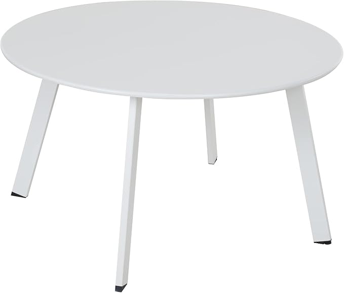 Grand patio 28-inch Outdoor Steel Coffee Table, Round Patio Side Table, Great for Backyard Patio Deck, White