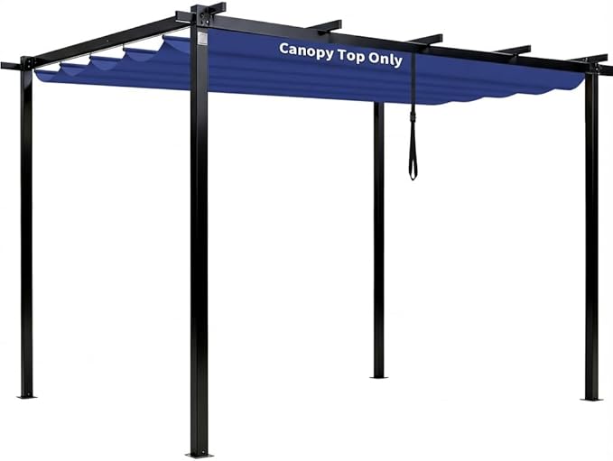 10' X 10' Pergola Shade Cover for Outdoor Retractable Durable Fabric Canopy Replacement Top Only, Sun Shade for Outside (Blue)