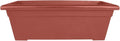 The HC Companies 28 Inch Romana Planter Box with Drainage Plug, Lightweight UV-Resistant Plastic Outdoor Planters, 1-Pack Flower Box for Garden, Patio, Balcony, and Fence, Clay