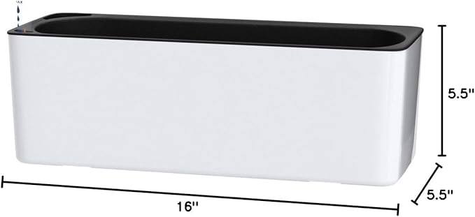 Fasmov 2 Pack Rectangle Self Watering Planter with Water Level Indicator, 16x 5.5 Inch Window Gardening Box, Decorative Planter Pot for All House Plants Flowers Herbs, Decorative Planter Pot