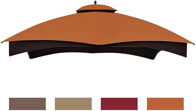 Eurmax USA High Performance Replacement Canopy Top for Lowe's Allen Roth Heavy Duty Gazebo Roof Gazebo Top with Air Vent 10X12 Cover #GF-12S004B-1, Replacement Top Only (Rust)