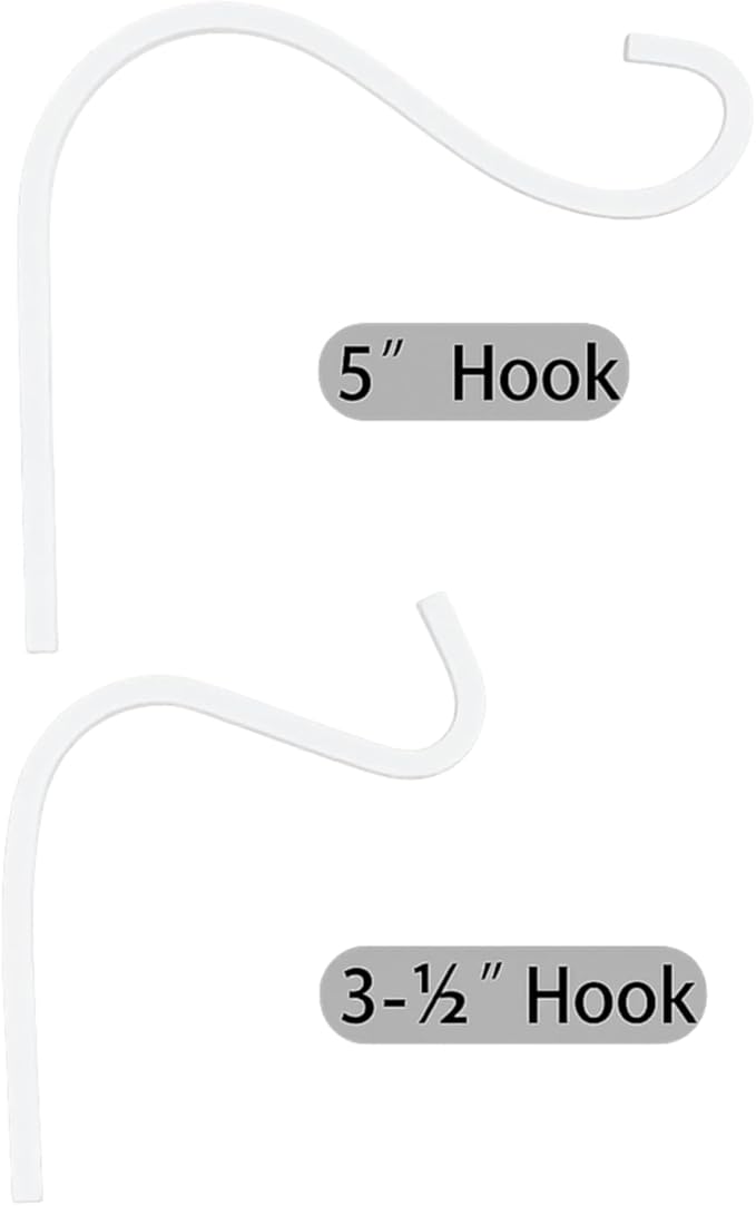 4 Inch Cast Iron Plant Hook – White Wall Mounted Plant Hanger Bracket for Hanging Baskets, Lanterns or Wind Chimes – Heavy-Duty Hook with Screws Included