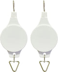 Pack Plant Hook Pulley, Retractable Plant Hanger Easy Reach Hanging Flower Basket for Garden Baskets Pots and Birds Feeder Hang High up and Pull Down to Water Or Feed (White 2Pack)
