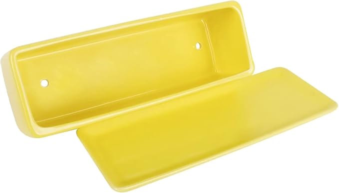 Vencer 12 Inch Rectangular Modern Minimalist Ceramic Succulent Planter Pot - Window Box with Saucer,Office Desktop Potted Stand,Yellow,VF-0135Y