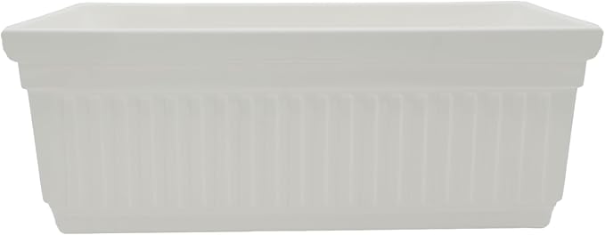 The HC Companies Venetian Window Planter Box w/Drain Plug - Long Planter Box for Windowsills, Balconies & More - Plastic Large Rectangular Outdoor Planters for Herbs & Flowers (30" White, Pack of 1)