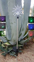 Solar Garden Stake Lights with Color Changing LED or Regular White LED Landscape Path Lights (Set of 2) (Celestial Sun)