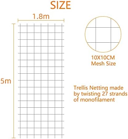 Pack of 2 Cucumber Tomato Trellis Netting, Heavy Duty Garden Netting Support for Climbing Plants, Pea, Grape, Bean, Fruit, Vegetables - 4" Mesh Size - 6Ft x 16.4Ft