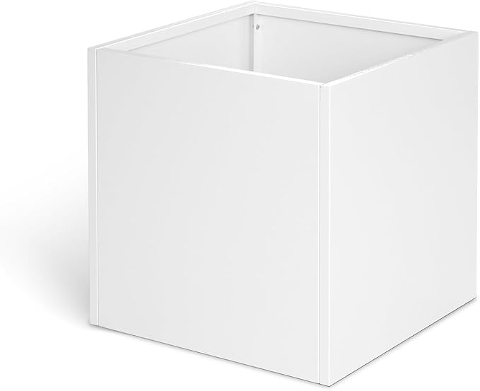 White Steel Planter Square Outdoor Planters Galvanized Steel Planter Box Indoor 32 Inch Metal Large Planters Cube Heavy Duty Flower Pot Modern Commercial Residential for Trees Patio Yard Garden