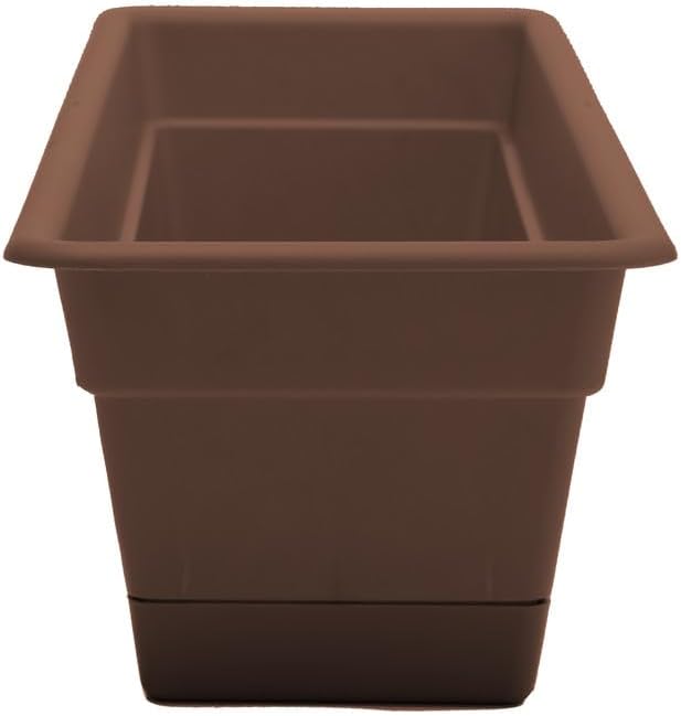 Bloem Dura Cotta Window Box Planter: 24" - Chocolate - with Tray, Weatherproof Resin Box, Removable Tray for Indoor & Outdoor Use, Gardening, 3 Gallon Capacity