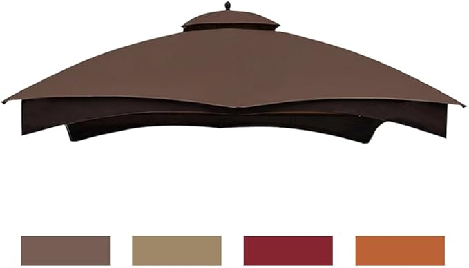 Eurmax USA High Performance Replacement Canopy Top for Lowe's Allen Roth Heavy Duty Gazebo Roof Gazebo Top with Air Vent 10X12 Cover #GF-12S004B-1, Replacement Top Only (Brown)