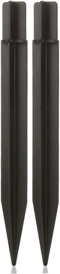 8.25" Reinforced ABS Plastic Solar Ground Spikes - Durable Solar Light Replacement Stakes for Garden, Pathway, Deck, Camping, Christmas Lights (Fits 0.83" Inside Diameter) (Black-2 Pack)