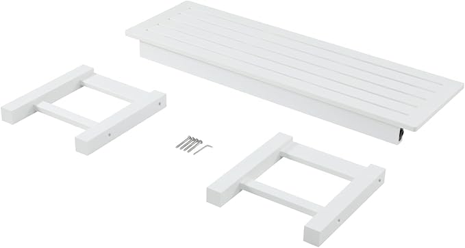 Psilvam Outdoor Bench, Two Person Poly Lumber Porch Bench, Weatherproof Garden Bench That Never Rot and Fade, Patio Bench Suit for Garden, Porch, and Park (2 pcs, White)