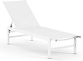 Outdoor Lounge Chair for Pool, Aluminum Chaise Lounge Chairs with 5-Position Recliner, Patio Lounge Chair for Backyard, Poolside, Deck, Lawn (White)