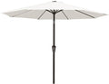MEWAY 9ft Patio Umbrella Outdoor Table Umbrellas with Push Button Tilt and Crank, Market Umbrella 8 Sturdy Ribs for Deck, Garden, Pool and Backyard, Off-white