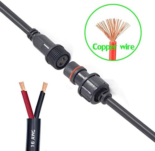 16AWG Waterproof Extension Cable,9.84FT 2Pin Extension Lead Waterproof Cord,IP65 Extension Cable for Solar Spotlights,Garden Spike Lights,LED Strip Lights(2Pin)