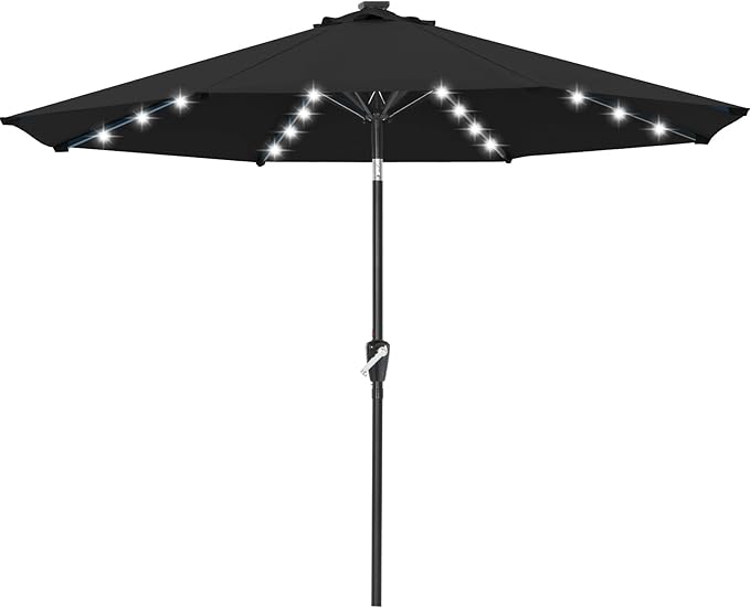 ABCCANOPY 10FT Durable Solar Led Patio Umbrellas with 32LED Lights (Jet Black)