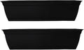 The HC Companies 24 Inch Eclipse Window Planter Box with Drainage Holes & Attached Saucer, Lightweight UV-Resistant Plastic Indoor & Outdoor Planters, 2-Pack Flower Box for Garden & Home Decor, Black