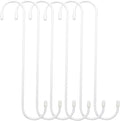 6 Pack 10 inch White Steel Heavy-Duty S Hooks for Kitchen, Bathroom, Garage, Outdoor, Hangers, Towel, Utility, Food, Wall Mount, Decoration, Key Holder, Hat, Plant