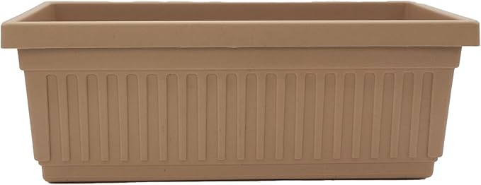 The HC Companies Venetian Window Planter Box w/Drain Plug - Long Planter Box for Windowsills, Balconies & More - Plastic Large Rectangular Planters for Herbs & Flowers (30" Sandstone, Pack of 1)