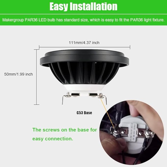 PAR36 LED Landscape Light Bulb 7W, 12V Low Voltage Lighting, Waterproof Spotlight for Outdoor Yard Tree Light, In-Ground Well Light, Warm White 2700K-3000K
