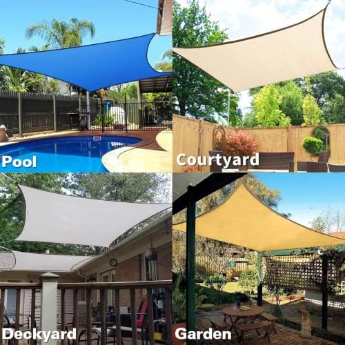 KANAGAWA 6'X10' Sand Custom Size Sun Shade Sail Rectangle UV Block Canopy Cover for Patio Backyard Lawn Garden Outdoor (Customized Available)