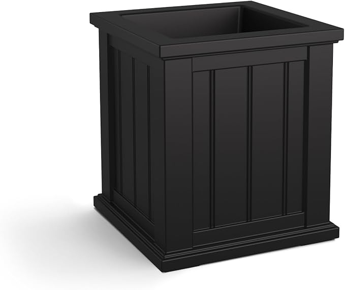 Mayne Cape Cod 16-Inch Square Planter – Self-Watering, Weather-Resistant Planter for Flowers – Durable Outdoor Design for Patio, Porch, or Entryway