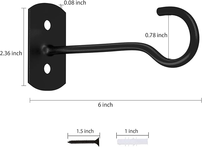 20Pack Plant Hooks Bulk 6in Metal Plant Hook Shepherds Hook Decorative Wall Plant Hanger for Hanging Lanterns, Bird Feeder, Flower Basket, Home Decor Indoor & Outdoor Black