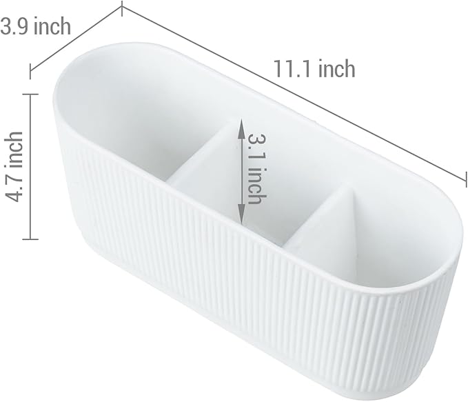 MyGift 11 Inch Ceramic Herb Planter with Drainage, Modern 3 Compartment Plant Pot, Decorative Garden Pots for Planting Herbs Flowers Succulents