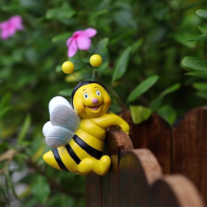 2-Piece Set Bees Pot Huggers for Planters, Climbing Bee Flower Pot Hugger, Hanging Plant Decorations for Pots, Cute Plant Pot Decorations for Home Garden Patio Fence Lawn Yard (Bee)