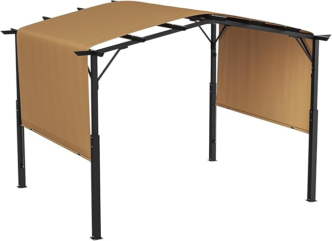 VEVOR 10 x 10 ft Outdoor Pergola, Arched Top Metal Pergola, Retractable Pergola with Sun Shade Canopy, Large Patio Shelter Pavilion, Heavy Duty Garden Pergola for Deck Backyard Porch Poolside