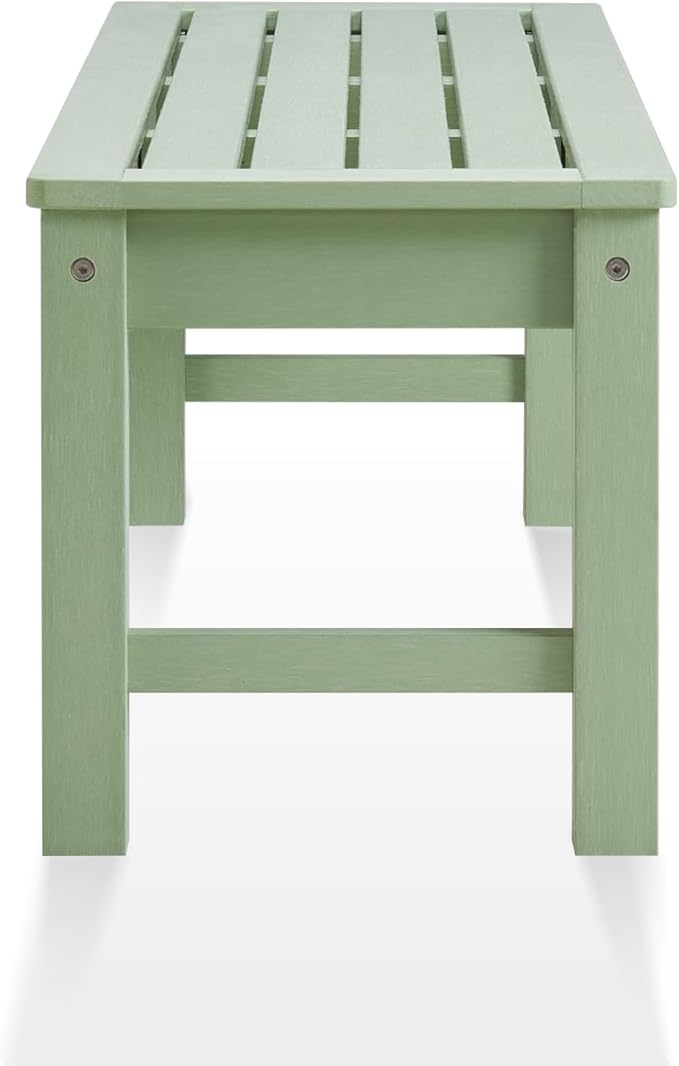 Psilvam 2-Person Outdoor Poly Lumber Patio Backless Bench, Fade-Resistant & Odor-Free Poly Lumber Patio Furniture, Weatherproof, Suitable for Garden, Porch and Park, 700 Lbs Support (2pcs, Green)