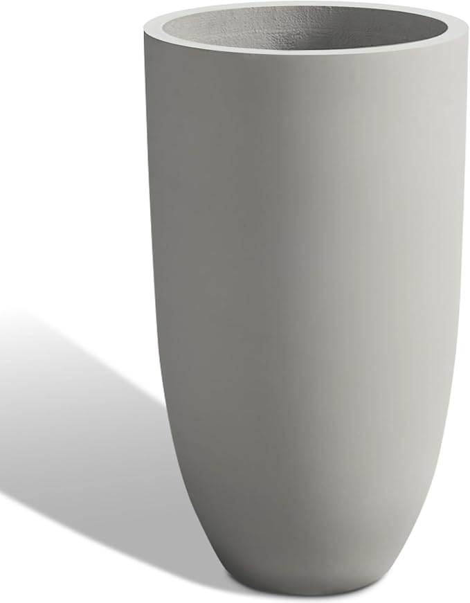 Tall Planters for Outdoor Plants, Large Concrete Flower Pots for Garden Front Porch, Patio, Indoor (Gray)