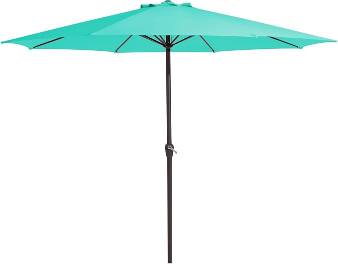 MEWAY 12ft Patio Umbrella Outdoor Table Umbrellas with Crank, Market Umbrella 8 Sturdy Ribs for Deck, Garden, Pool and Backyard, Turquoise