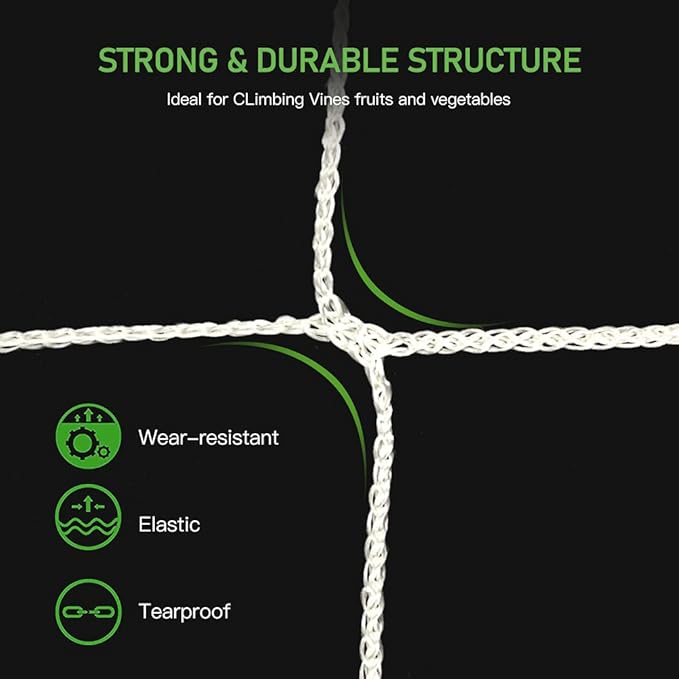Trellis Netting, CANAGROW Heavy-Duty Garden Plant Trellis Netting for Climbing Plants, Outdoor Indoor Grow Net for Beans Tomatoes Peas Pumpkin Flowers, 6x30ft, 1 Pack