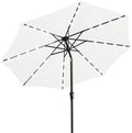 JEAREY 9FT Outdoor Patio Umbrella with Solar Lights, LED Lighted Pool Umbrella with Tilt and Crank, Outdoor Table Umbrellas for Deck, Yard & Market (Cream White)
