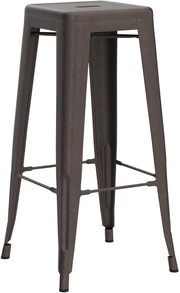 FDW Metal Bar Stools Set of 4 Counter Height Bar Stools 24 Inches Industrial Bar Chairs Patio Stool Stackable Backless Stool Indoor Outdoor Metal Kitchen Stools Bar Chairs (Bronze, 30")