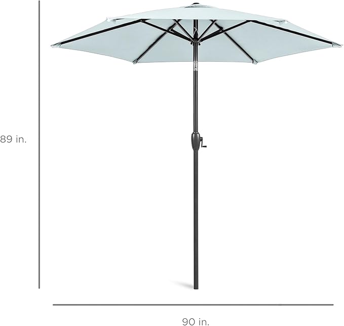 Best Choice Products 7.5ft Heavy-Duty Round Outdoor Market Table Patio Umbrella w/Steel Pole, Push Button Tilt, Easy Crank Lift - Baby Blue