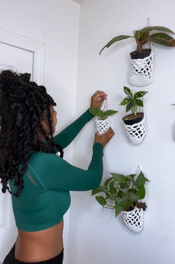 4 Packs Hanging Planters for Indoor Plants, Wall Plant Holder | Plant Hanger Indoor, Wall Planters for Indoor Plants, Hanging Plant (4PK, 2 Large + 2 Small)